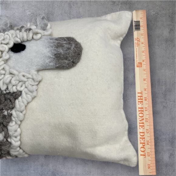 Anthropologie Throw Pillow Wool Llama Ernie & Irene Textured 3D Decorative - Picture 3 of 10